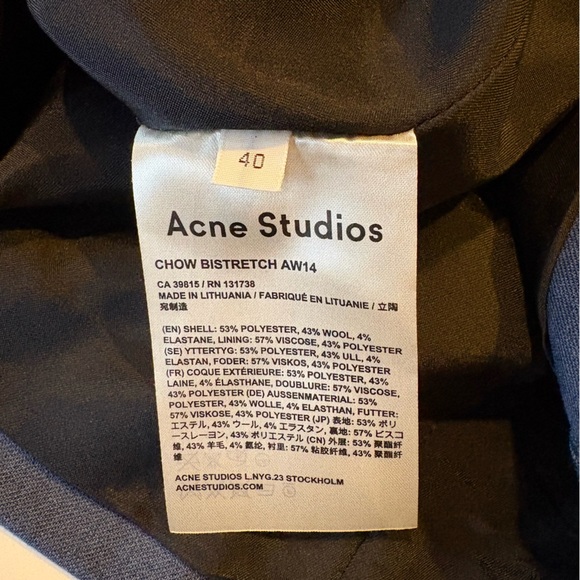 Acne Studios || Chow Bistretch Shift Mini Dress Mod Blue Zippers 40 US 8 - Picture 9 of 9